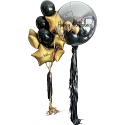 Balony dekoracja birthday urodziny złoty czarny